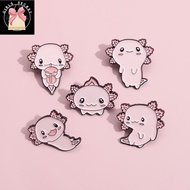 QQBpatternCute Cute Axolotl Enamel Pin brooches Pink Salamander Brooch Lapel