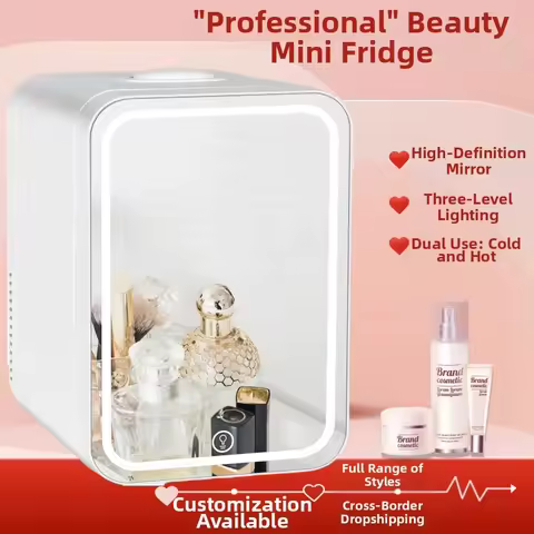 Home 220v ,Car DC 12V Mini Fridge With Makeup Mirror Led Light For Car Home Beauty Products Cosmetic