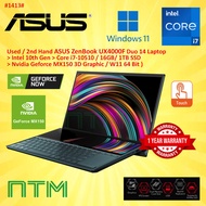 #1413 Used Asus Zenbook Duo 14 Intel 10th Gen Core i7-10510U 16GB 1TB Nvme SSD Nvidia Geforce MX250 Dual Screen Win11