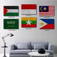 Aesthetic Wooden Poster Country Flag Wall Decoration Bedroom Celebrity Paper Worldwide modern glossy