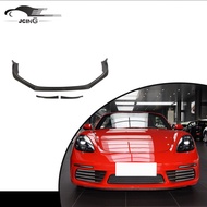 3PCS Carbon Fiber Front Bumper Lip for Porsche 718 Boxster Cayman 2016-2018
