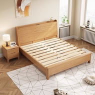 Main 1m 1m 8 Double Bed Rechargeable Wax Oil Red Simple Wooden Bed Wooden Log 5 Wooden Bed Oak Bed N