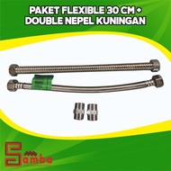 PAKET FLEXIBLE 30 cm + DOUBLE NEPEL KUNINGAN TERLENGKAP |