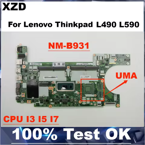 NM-B931 Mainboard For Thinkpad L490 L590 Laptop Motherboard With Cpu I3 I5 I7 100% Test OK