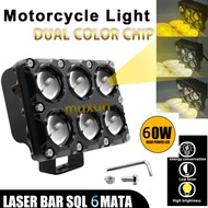 (Beli dua lampu !!!)LAMPU LED TEMBAK LASER SQL 3 MATA LUMINOSLED Q9 Hi LOW MOBIL MOTOR 2 WARNA SUPER