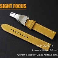 19mm 20mm Genuine Leather Watch Strap Black Blue Retro Brown Watchband Suitable for Tudor Black Bay Series Clasp Watch Belt