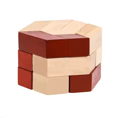 Wooden 3D Puzzle Hexagonal IQ Logic Training Brain Teaser Mind Challenge Montessori Educational Gift