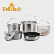 【韓國Bell’Rock】COMBI 9XL複合金不鏽鋼戶外炊具9件組 24cm版(附收納袋) BR-409