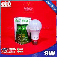 CHEAP ARIUS 9 WATT ROUND LED BULB E27a, ELECTRICITY SAVING, SNI WHITE