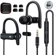 3.5mm Headphones Sport Wired Earbuds with Microphone Noise Cancelling Earphone HiFi Stereo Over Ear 