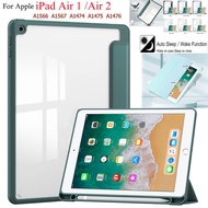 For Apple iPad Air 1 2 Case 2013 2014 With Pen Holder Ultra-thin Acrylic Leather Case Smart Cover Ai