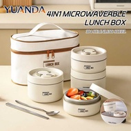YUANDA 4in1 Insulated Lunch Box Portable Round Insulated Food Storage Sealed Leak proof B999