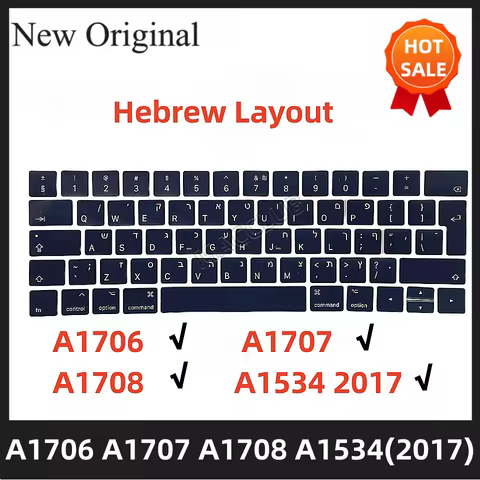 Hebrew Israel Layout KeyCap for MacBook Pro Retina A1706 A1707 A1708 2016-2017 A1534 2017 Keyboard K