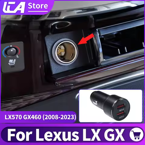 QC3.0 USB Car Charger 2 Ports For Lexus LX570 GX460 2008-2022 2021 2020 LX 570 GX 460 Interior Cigar