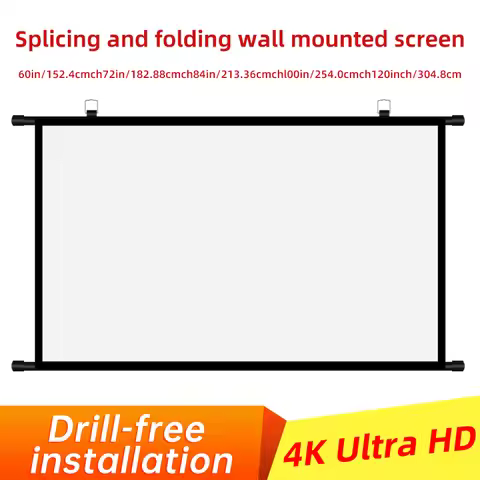 150 Inch 16:9 Wall Mount Projector Screen Polyester Fabric 4K HD Projection Screen For Home Cinema O