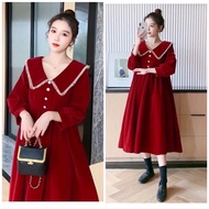V-neck velvet long-sleeved maternity dress pregnant dress maternity dress