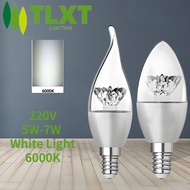TLXT LED Crystal Bulb E14 5W 7W Pointed Bulb C37 Tail Pulling C37L White Light 6000K 220V Ultra Brig