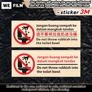 Do Not Throw Rubbish Toilet PVC Sticker Waterproof Safety Sign Dilarang Buang Sampah Tandas Label