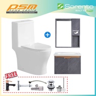 SORENTO One Piece Water Closet Rimless Flushing Bathroom Stainless Steel 304 Basin Cabinet Package S
