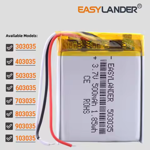 3Wires 303035 3.7V 400mAh 403035 503035 603035 703035 803035 903035 103035 Rechargeable Lithium ion 