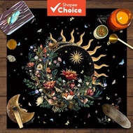 1Pc Moon, Floral And Plant Tarot Cloth, For Altar, Card Table Cloth