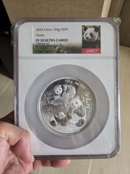 2025  熊貓 精鑄銀幣 純銀 150g 限定標籤 NGC 70分！
