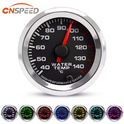 CNSPED 2'' 52mm 40-140 Degrees celsius 12V Water Temp Gauge Celsius 7 Colors Pointer Water temperatu