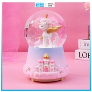 Lampu Tidur Box Musik Snow globe Snowball Music Box Unicorn Frozen Lampu Unicorn Lucu Anak Perempuan