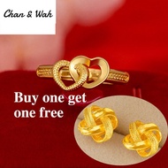 Ready Stock In Singapore Jewellery Gold 916 Ring for Women Double Love Open Ring Adjustable Wedding Jewelry Buy 1 Get 1
