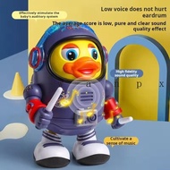 WANPX Electric Dance Space Duck, Plastic Sound And Light Dancing Astronaut Duck Toy, Figures Doll Or
