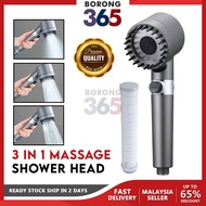 Borong365 High Pressure Shower Head 3 in 1 Kepala Pancuran Massage Pressurized Bathroom Handheld Shower Water Saving 花洒