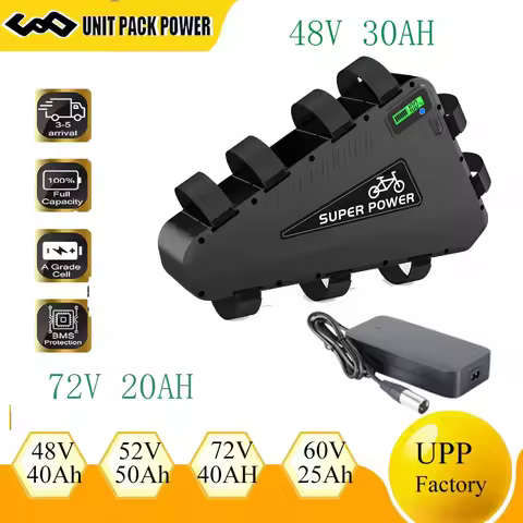 52V 30AH Triangle Ebike Battery 72V 20AH Lithium Battery Hard Case Pack For 1000W 1500W 2000W 3000W 