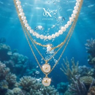 YX Vintage Starfish Shell Irregular Pearl Layering Necklace Set of 4 Retro Y2K Statement Jewelry Gif