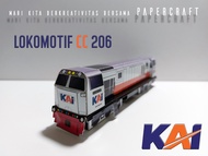 3D Papercraft Kereta Api Indonesia Lokomotif CC 206 Pola Kertas DIY