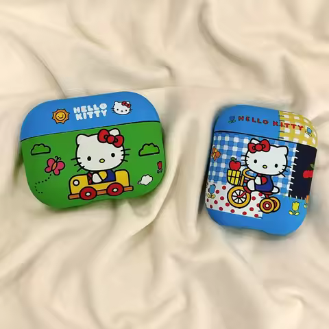 Cute Riding Hello Kitty Frosted Earphone Case For Airpods Por 3 Pro 2 Pro Airpods 1 2 3 4 Soft Tpu P