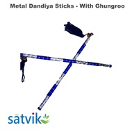 Assorted Metal Dandiya Sticks with Ghungroo, Pair of Multi Color Metal Dandiya Sticks for Navratri Festival/Dandiya Raas