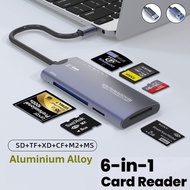 6 in 1 Card Reader Type C USB To TF SD CF MS M2 XD Memory Card Adapter High Speed Transfer Laptop