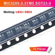 10pcs MIC5205-3.3BM5 MIC5205-3.3YM5 SOT23-5 MIC5205-3.3 MIC5205 3.3V SOT-23 Marking LB33 KB33 L833 K