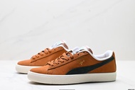 Puma CLYDE 50th Anniversary รองเท้าผ้าใบหุ้มข้อต่ำระบายอากาศได้ดีสำหรับผู้ชายและผู้หญิงสีน้ำตาล