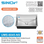 Sinor UMS-6045-NS SUS304 Stainless Steel Honeycomb Undermount Single Bowl Kitchen Sink