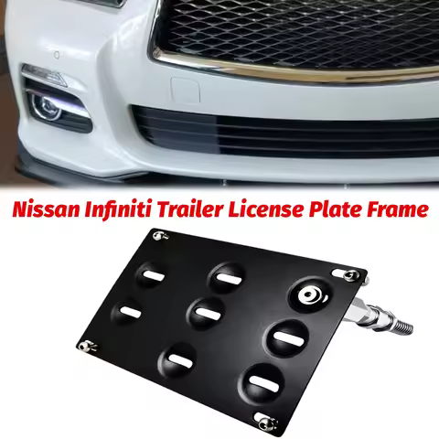Drill-Free Front Tow Hook License Plate Mount Bracket for Nissan 370Z 09-18 Z34 GTR R35 Sentra for I