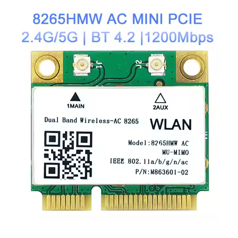 New Wireless AC 8265 8265HMW 2.4G/5G 802.11ac 867Mbps Bluetooth 4.2 8265AC MINI PCI-E WIFI network C