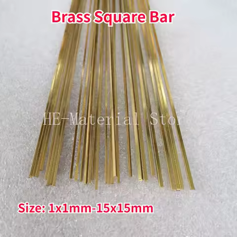 1-4Pcs Length 500mm Brass Square Bar Solid Thin Small Square Copper Bar 1x1/1.5x1.5/2x2/3x3/4x4/4.5x