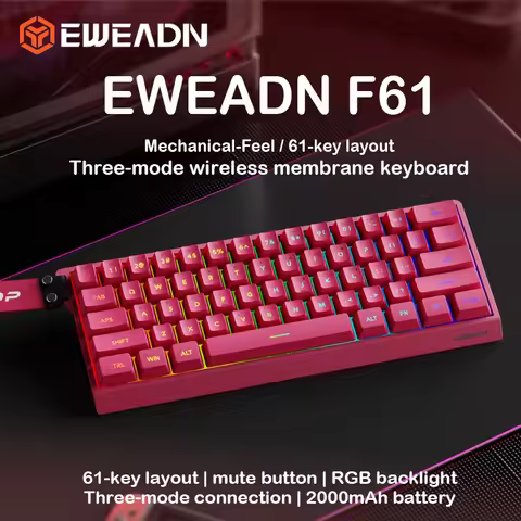 EWEADN F61 61Keys Custom Mechanical Keyboard 3Mode BT 2.4G Wired Hot Swap RGB Backlit Portable Gamin