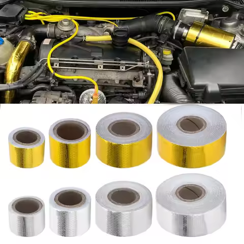 2.5/5cm 1m 2m 5m 10m Gold Car Motorcycle Exhaust Wrap Pipe Header Heat Insulation Roll Tape Turbo He