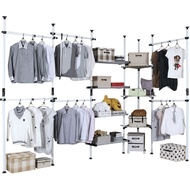 W-8&amp; Ceiling Simple Wardrobe Assembly Cloakroom Open Thickened Steel Pipe Hanger Metal Steel Frame Structure Wardrobe FS