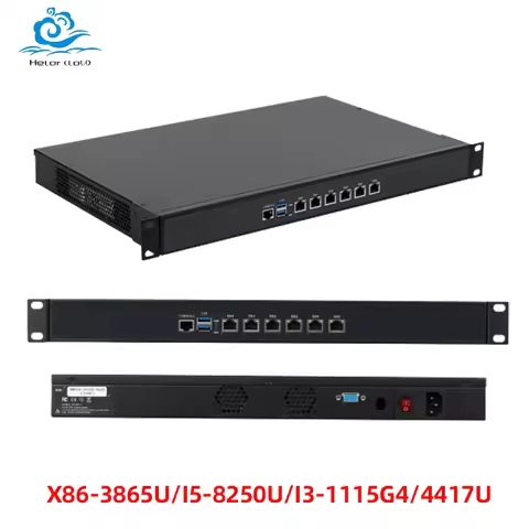 Helorpc 1U Rack Mini PC 6xIntel 82574L/82583V Gigabit Intel Celeron 3865U DDR3 SSD Neiwork Router Se