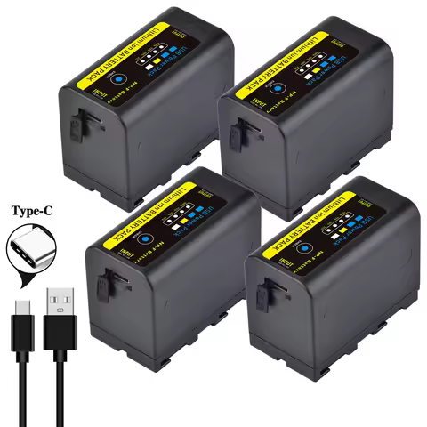 Batmax 6400mAh NP F750 NP F770 LED Power Indicator battery with Type C Port for Sony NP F960 F970 NP