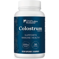 Great Lakes Wellness Colostrum plement, 90 Capsules, 1,500mg per Serving, Bovine Colostrum Powder fo