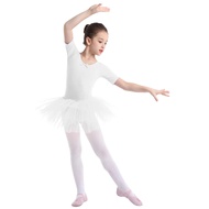Tutu Kids Girls Short Sleeve Cotton Tulle Ballet Dance Gymnastics Leotard Dress Children Dancewear Ballerina Party Costumes